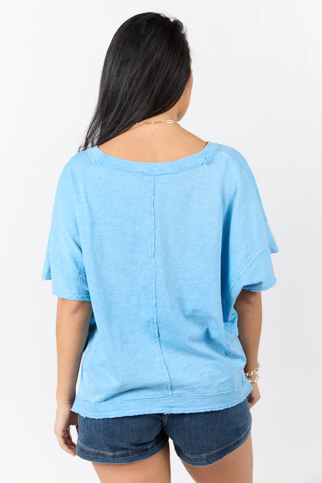 Rooted Essential Blue V-Neck Tee