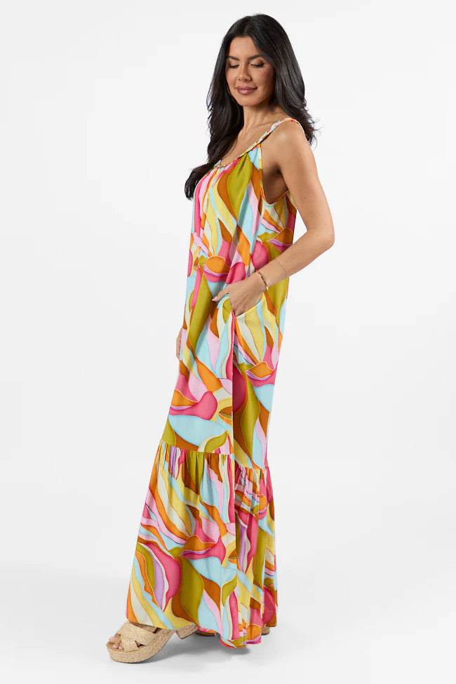 Painting The Sky Multi Print Maxi Dress