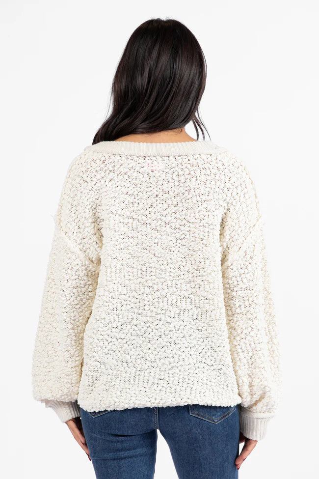 Breath Of Fresh Air Cream Textured Cardigan