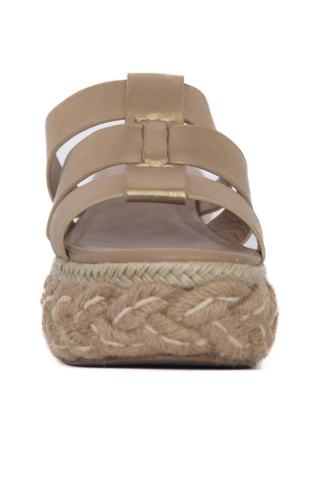 Sidney Gold Distress Slip-on Platform Sandals SALE