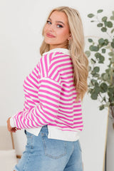 Line Up Pink Striped Collared Sweater SALE