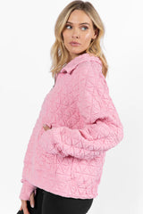 Love Is Everything Pink Quilted Quarter Zip Pullover