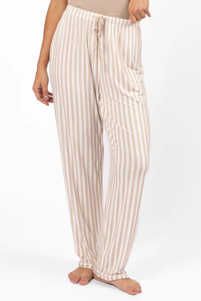 Good To Get Away Neutral Stripe Pajama Pants