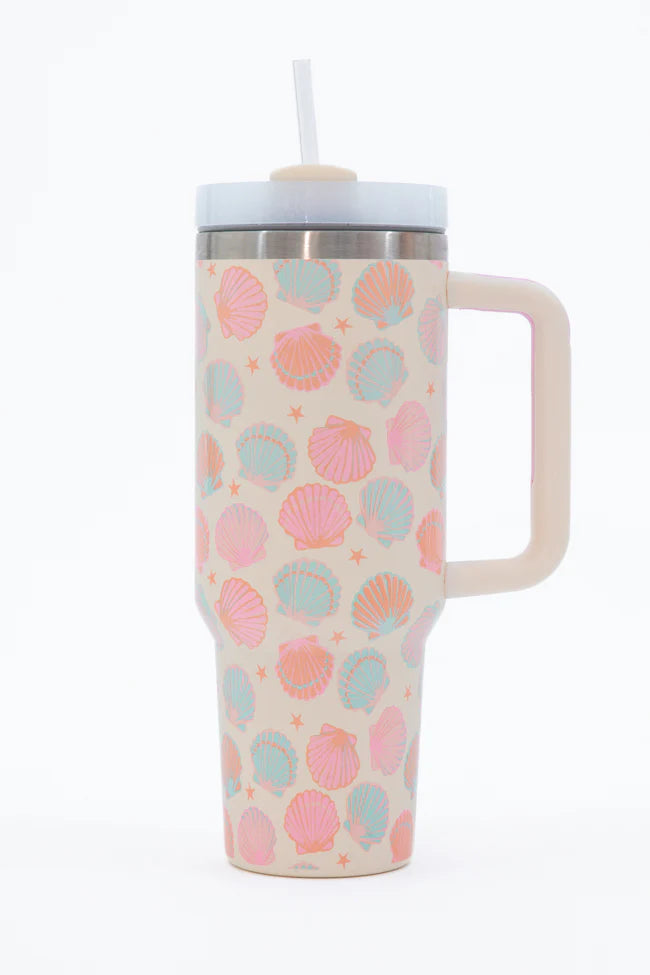 Sippin' Pretty In Shell Yeah 40 0z Drink Tumbler With Lid And Straw SALE