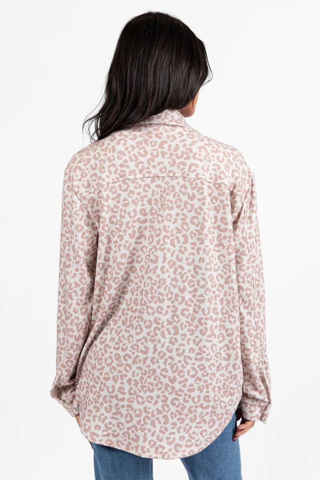 In Those Days Ivory and Beige Leopard Knit Shacket SALE