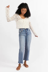 Unbeatable Memories Long Sleeve Ivory Crochet Cardigan