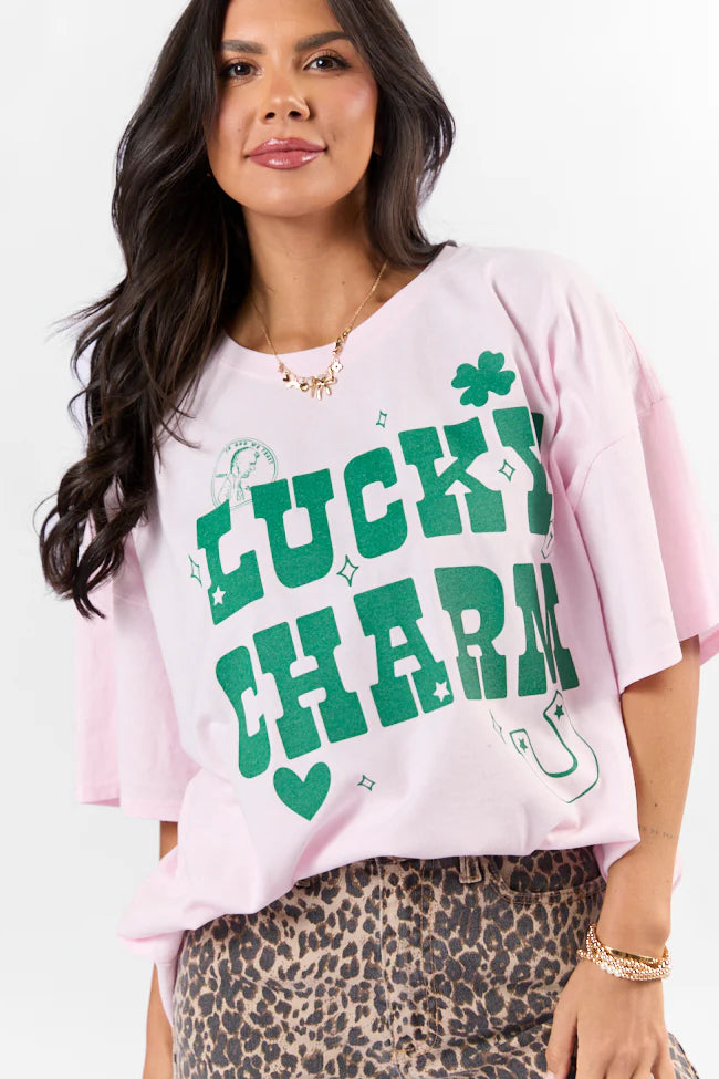 Lucky Charm Soft Pink Hyfve Oversized Graphic Tee