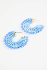 Blue Thread Wrapped Hoop Earrings