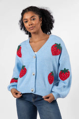 Berry Sweet Blue Strawberry Cardigan