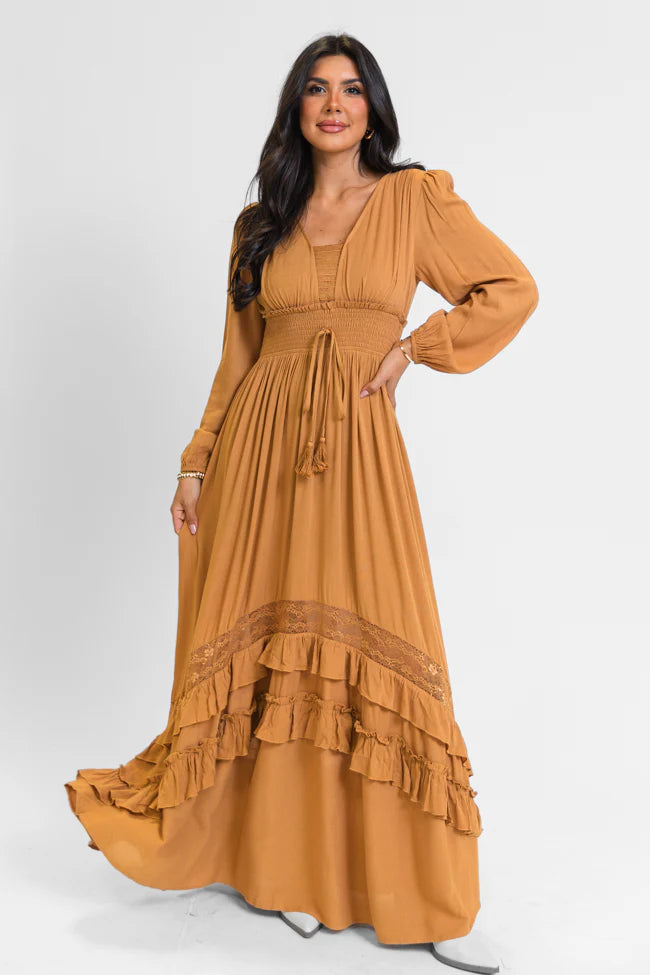 Lucky To Have You Camel Maxi Dress