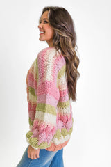 Lost In Your Love Pink Multi Stripe Chunky Cardigan