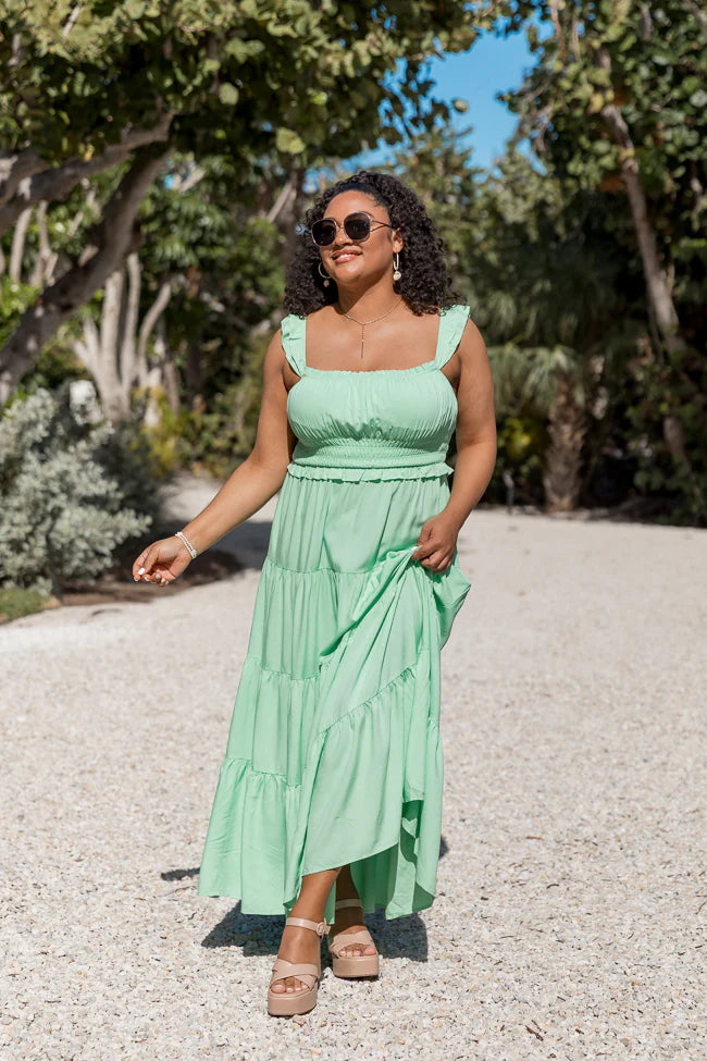 Living A Dream Green Woven Maxi Dress SALE