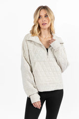 Love Is Everything Ivory Quilted Quarter Zip Pullover