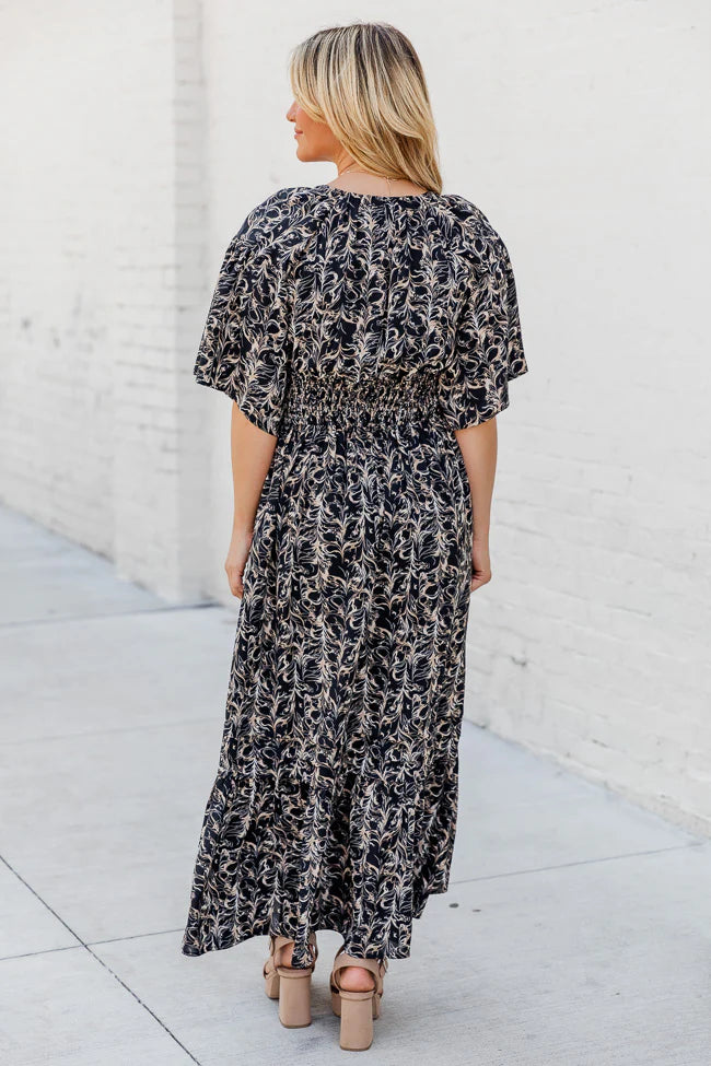 Simply Stunning Black Floral Flutter Sleeve Maxi Dress FINAL SALE