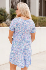 Modern Muse Blue Floral Print Button Up Dress FINAL SALE