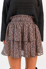 Breezy In Wild Over You Black and Tan Tiered Zebra Skort FINAL SALE