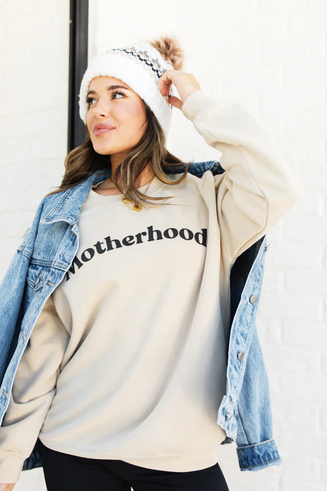 Motherhood Cream Oversized Graphic Sweatshirt