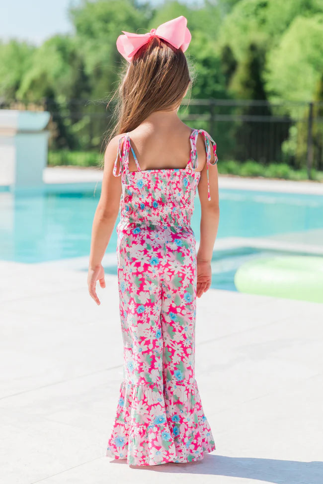 Kid's Aware of This Pink Floral Flare Leg Jumpsuit SALE