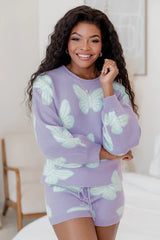 Beautiful Dreams Purple and Blue Butterfly Printed Two-Piece Lounge Set FINAL SALE