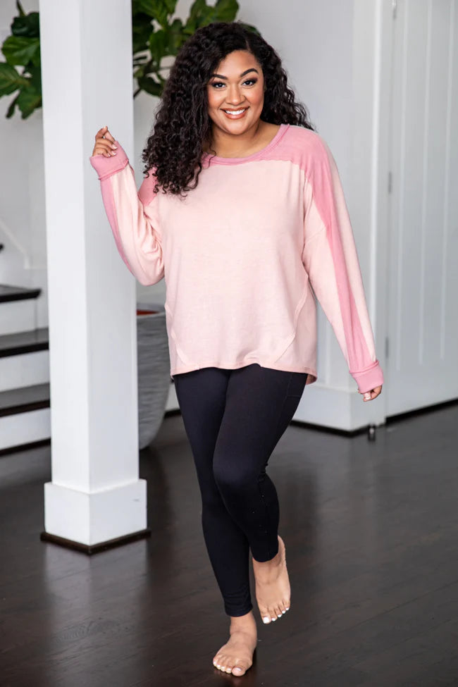 Fall For You Pink Colorblock Top FINAL SALE