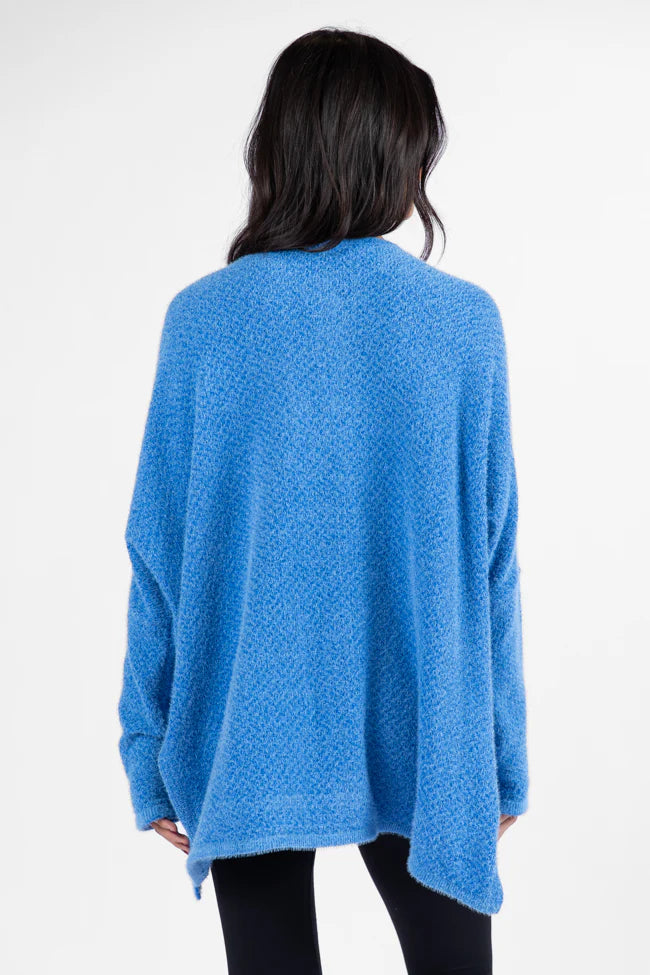 Thinking Of You Blue Fuzzy Henley Blouse SALE