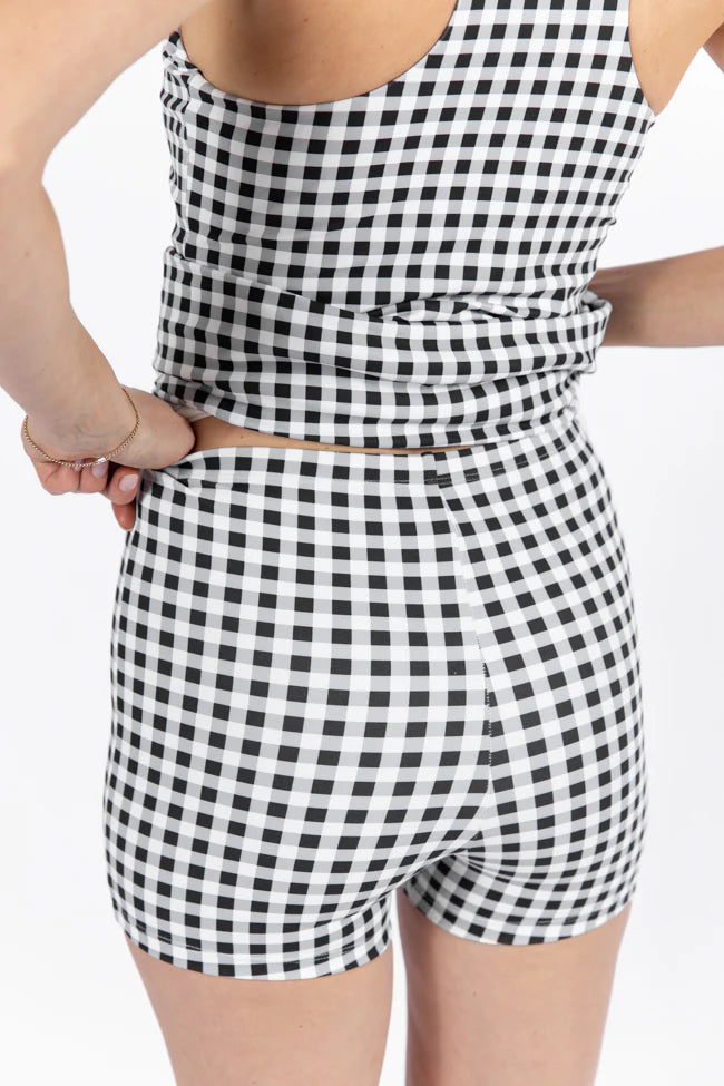 Kick It With Me In Black Gingham Active Dress