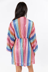 Count On Me Multi Stripe Sequin Dress  FINAL SALE