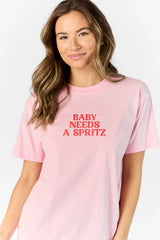 Baby Needs A Spritz Light Pink Oversized Graphic Tee