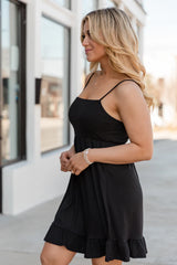 Simple Moments Black Knit Dress With Ruffle Hem SALE