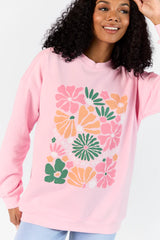 Busy Watering My Flowers Light Pink Oversized Graphic Sweatshirt