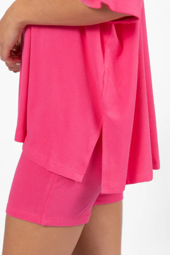 Love Me So Heather Hot Pink Ribbed Knit Set