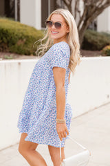 Modern Muse Blue Floral Print Button Up Dress FINAL SALE