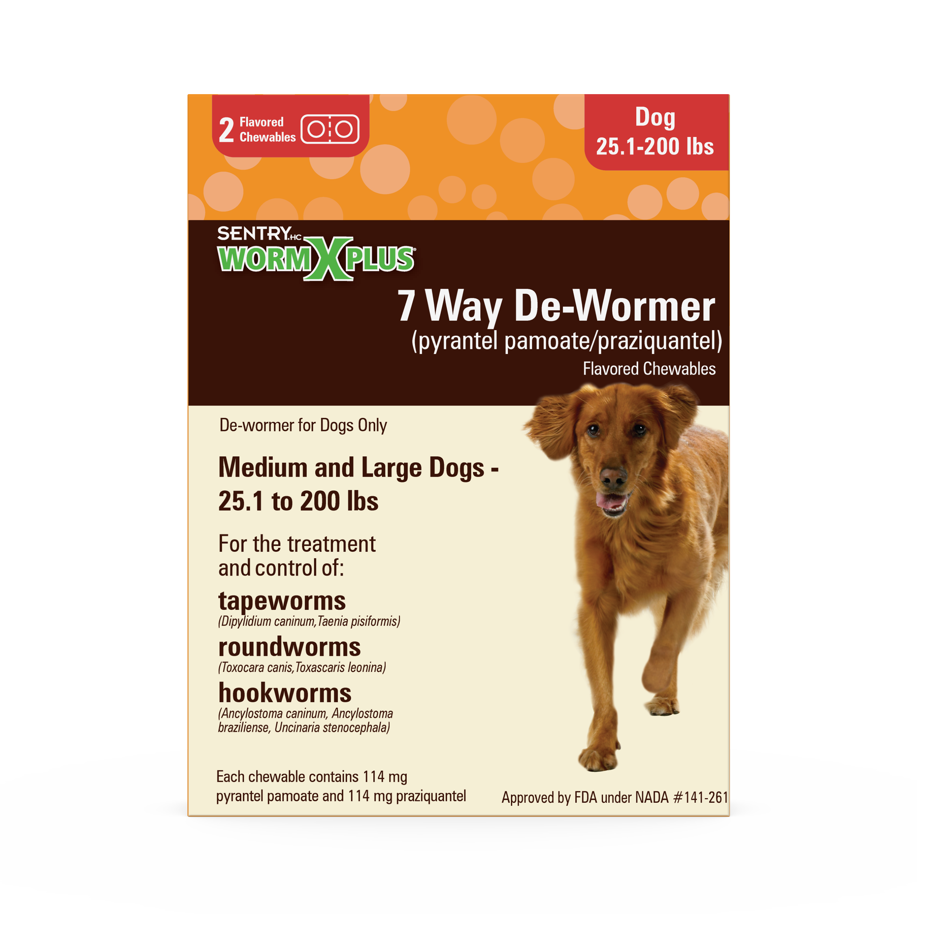 Sentry WormX Plus 7 Way DeWormer Dog Lrg 2CT