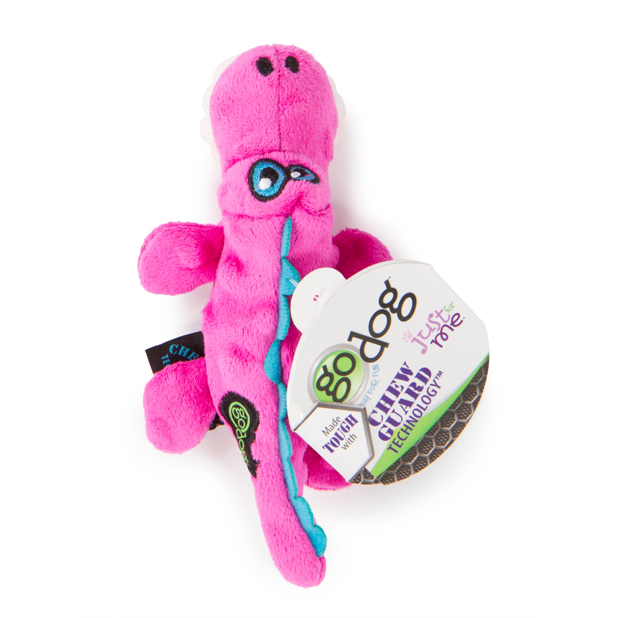 goDog Just For Me Gators Squeaky Plush Dog Toy, Chew Guard Technology, Pink, Mini