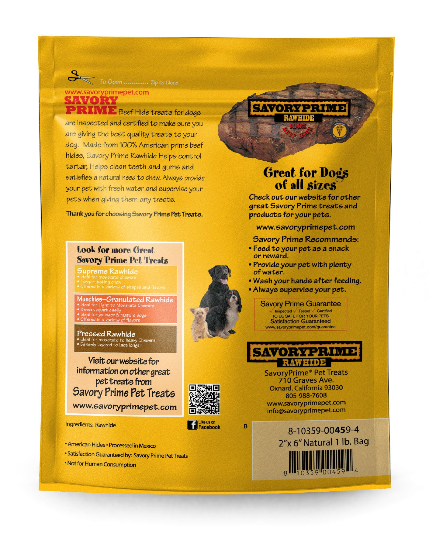 Savory Prime Natural Rawhide Chips for Dogs – 1 lb.