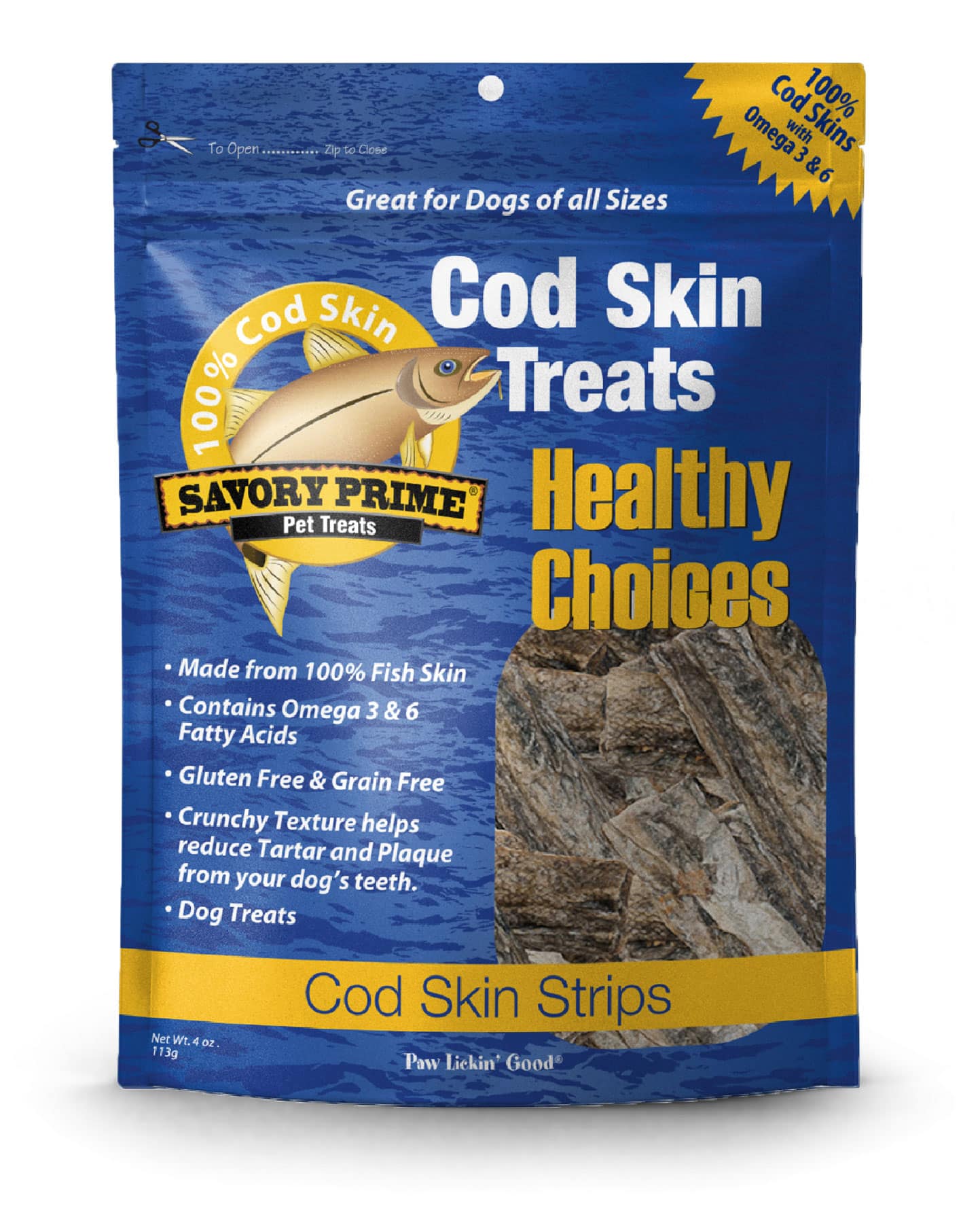 Savory Prime Cod Skin Strips Dog Treat 4oz