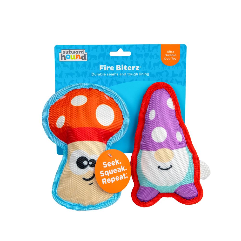 Outward Hound Fire Biterz Gnome/Mushroom 2/PK Dog Toys SM