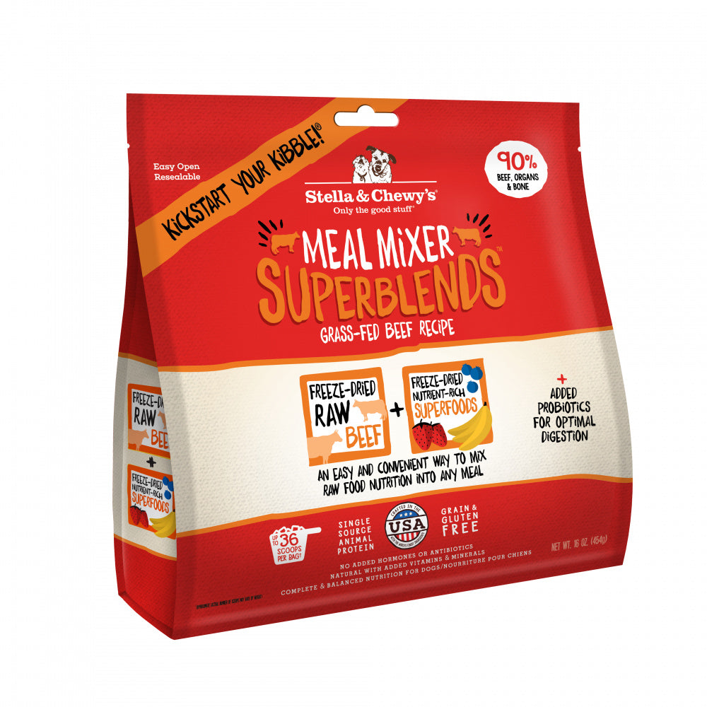 Stella & Chewy’s Freeze Dried Raw Grass Fed Beef Meal Mixer SuperBlends Grain Free Dog Food Topper