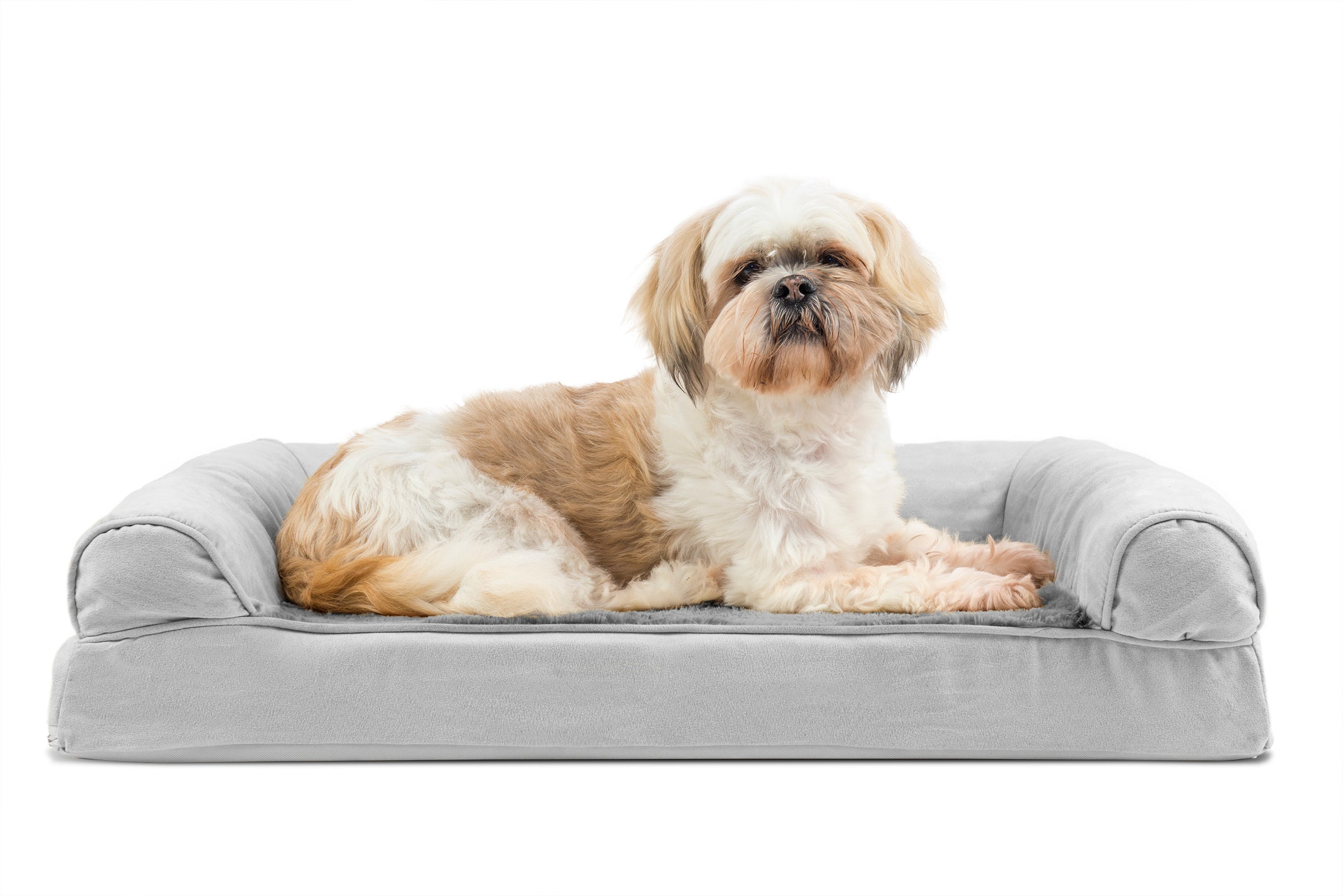 FurHaven Plush & Suede Orthopedic Sofa Dog Bed – Medium, Gray