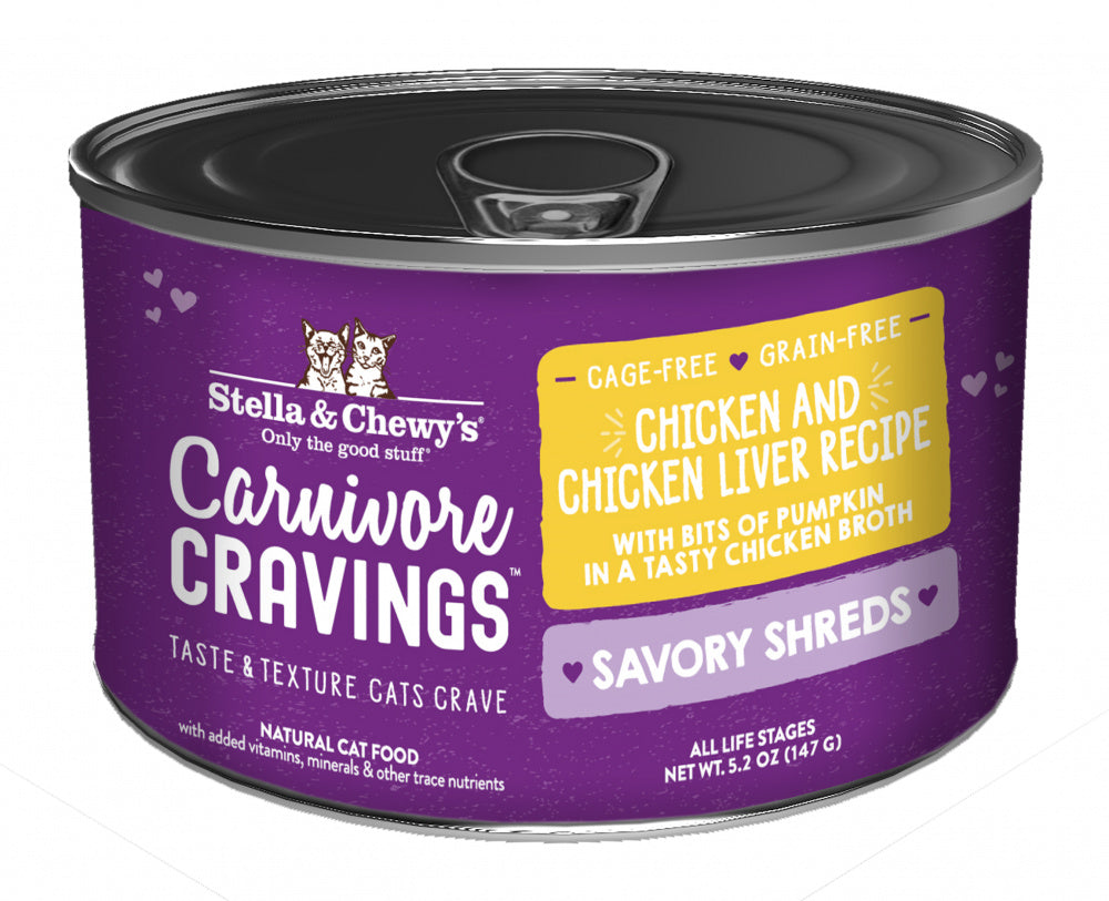 Stella & Chewy’s Carnivore Cravings Savory Shreds Chicken & Chicken Liver Dinner in Broth Wet Cat Food