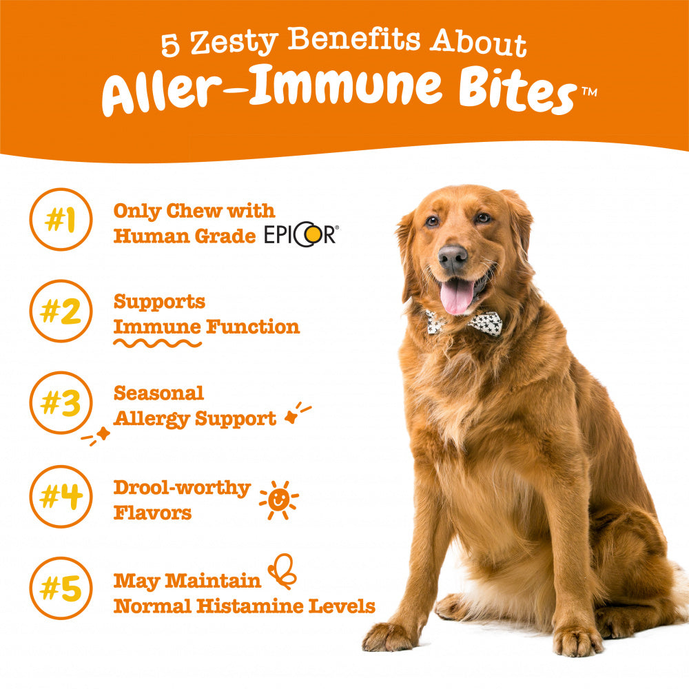 Zesty Paws Aller-Immune Bites for Seasonal Allergies Lamb Flavor Immune Function Sensitive Skin & Gut Health for Dogs