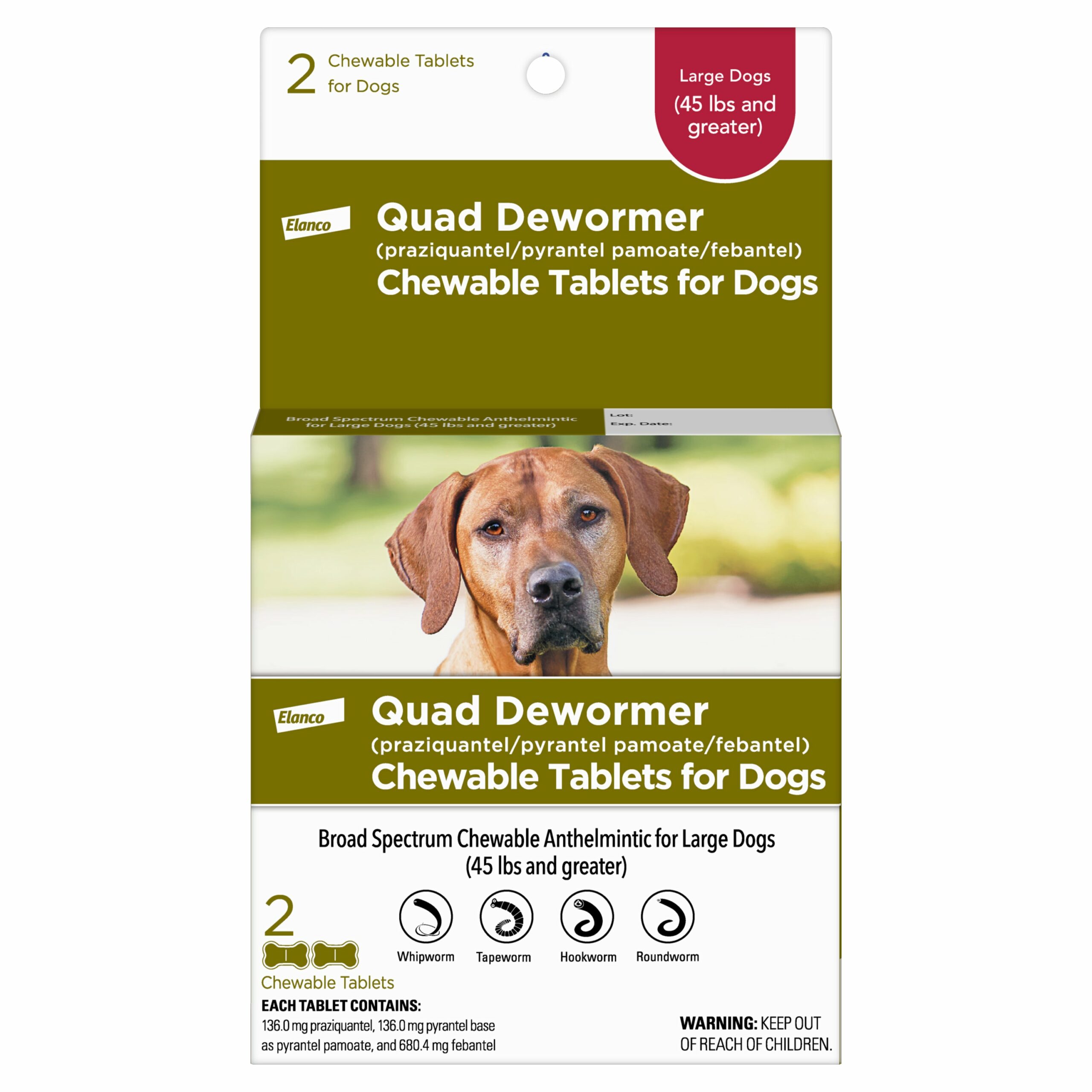 Elanco Quad Dewormer for Large Dogs, 2ct.