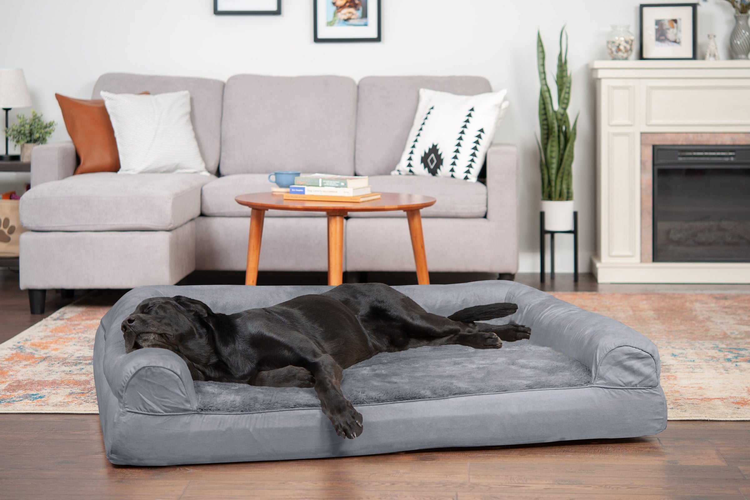 FurHaven Plush & Suede Orthopedic Sofa Dog Bed – Large, Gray