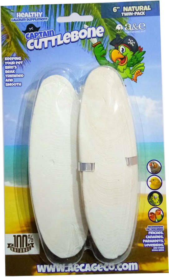 A&E Cage Company 6″ Natural Cuttlebone for Birds, Twin Pack