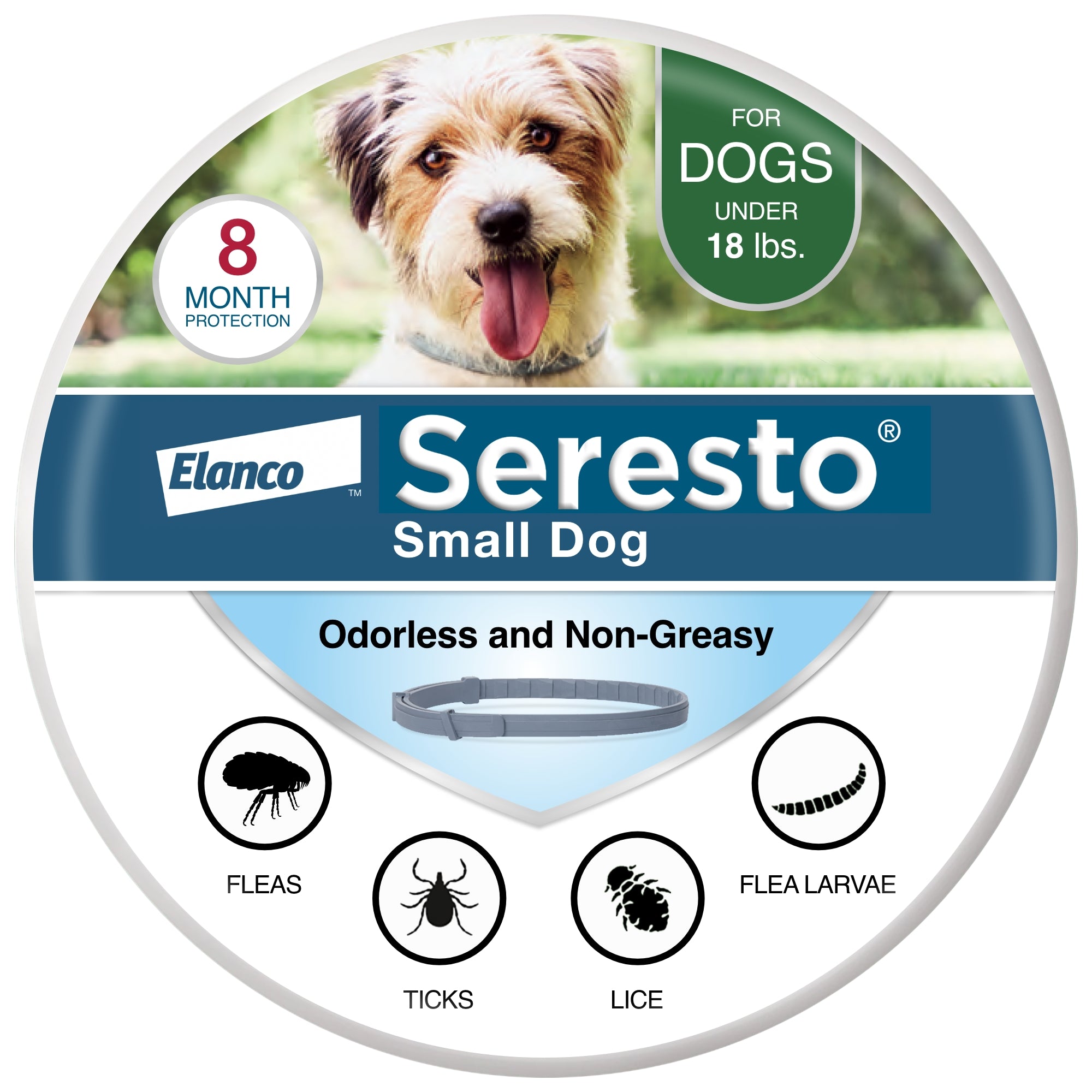 Seresto Small Dog Vet-Recommended Flea & Tick Treatment & Prevention Collar for Dogs Under 18 lbs. | 8 Months Protection