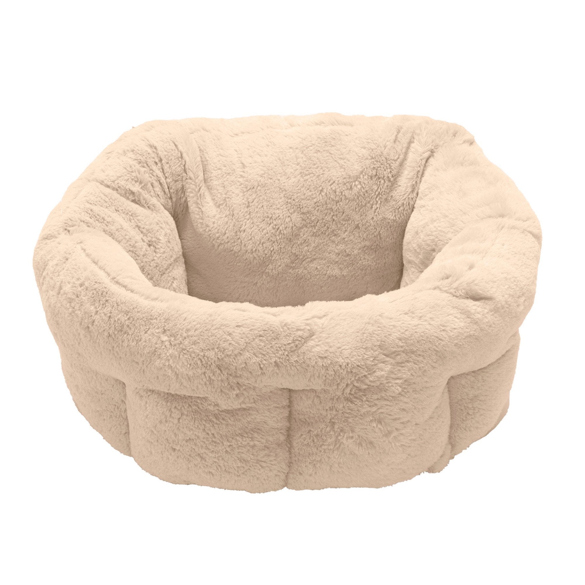 FurHaven Luxury Fur Warming Hi-Lo Cuddler Bed – Small 20″, Cream