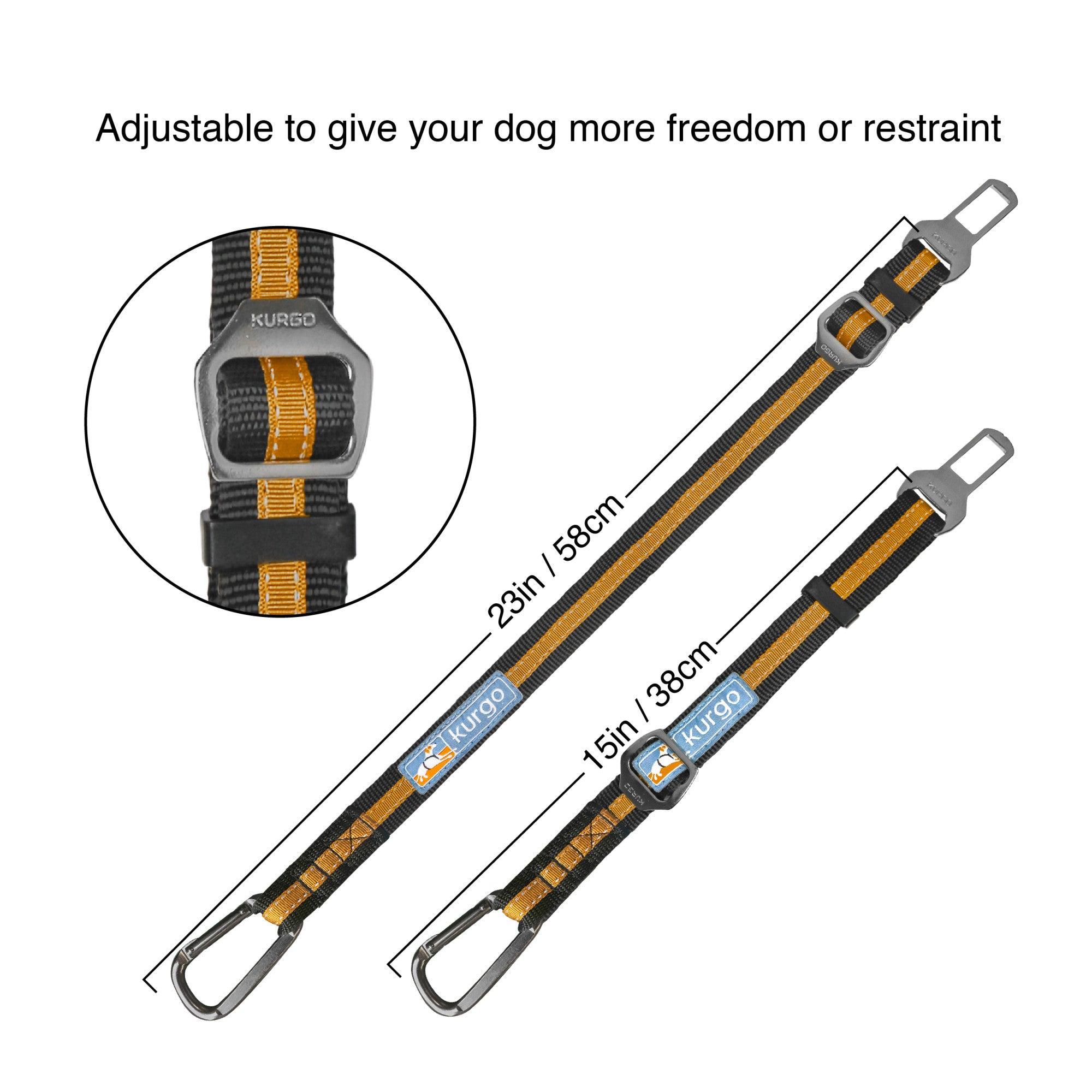 Kurgo Direct to Seatbelt Tether for Dogs, Car Seat Belt for Pets, Adjustable Dog Safety Belt Leash, Quick & Easy Installation, Works with Any Pet Harness