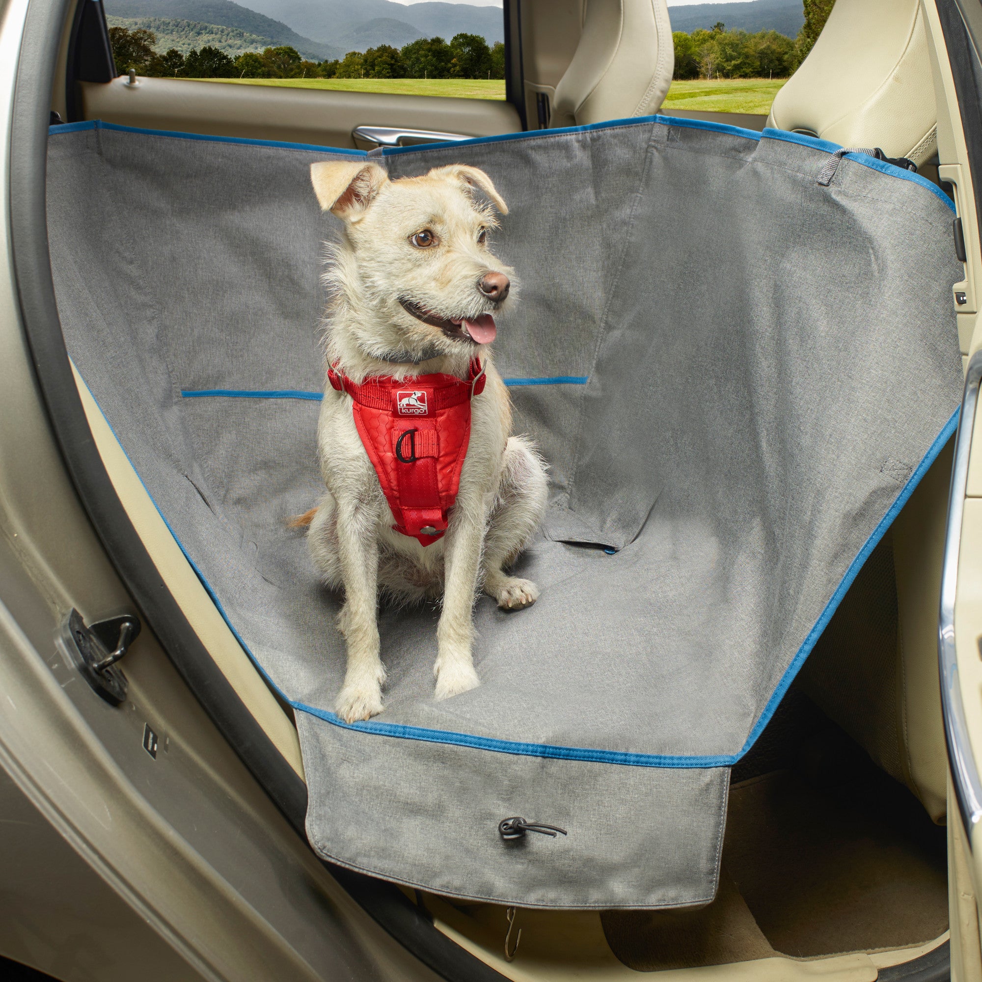 Kurgo Heather Half Dog Hammock Half Car Seat Cover for Pets, Pet Seat Cover, Car Hammocks for Dogs, Water-Resistant, 27.5″ Wide (Heather Grey)