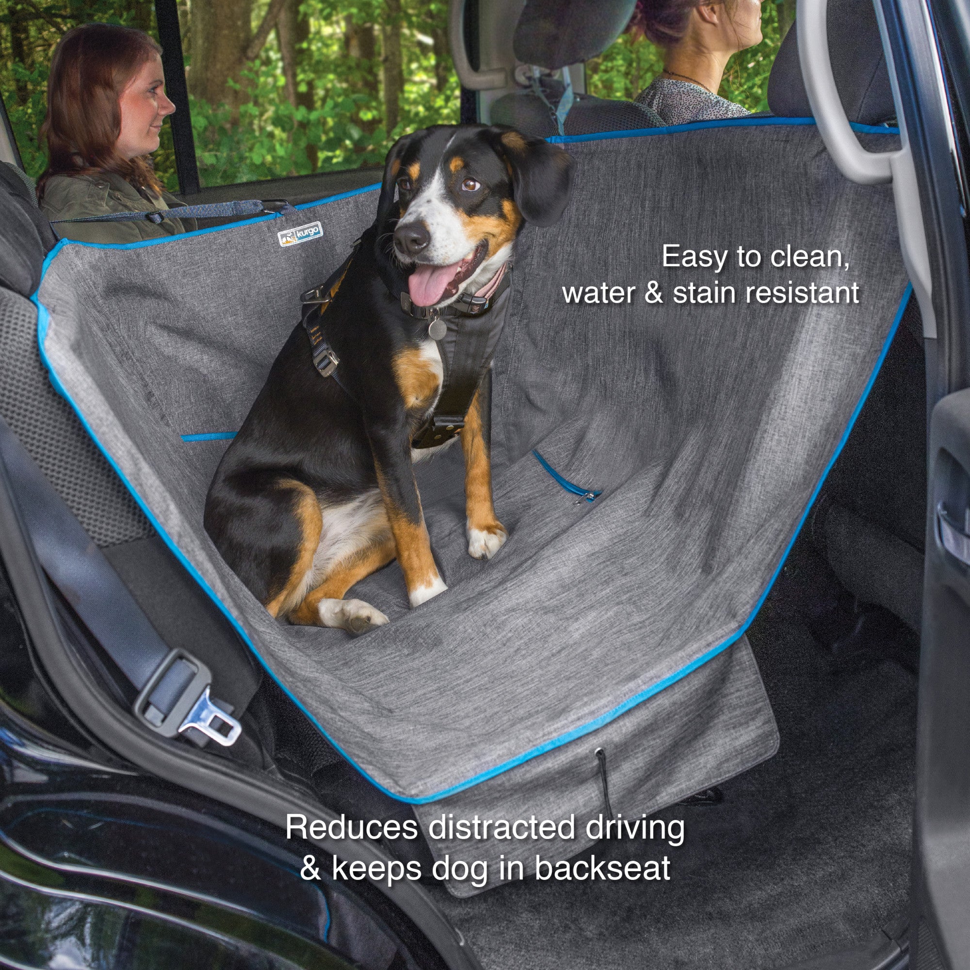 Kurgo Heather Half Dog Hammock Half Car Seat Cover for Pets, Pet Seat Cover, Car Hammocks for Dogs, Water-Resistant, 27.5″ Wide (Heather Grey)