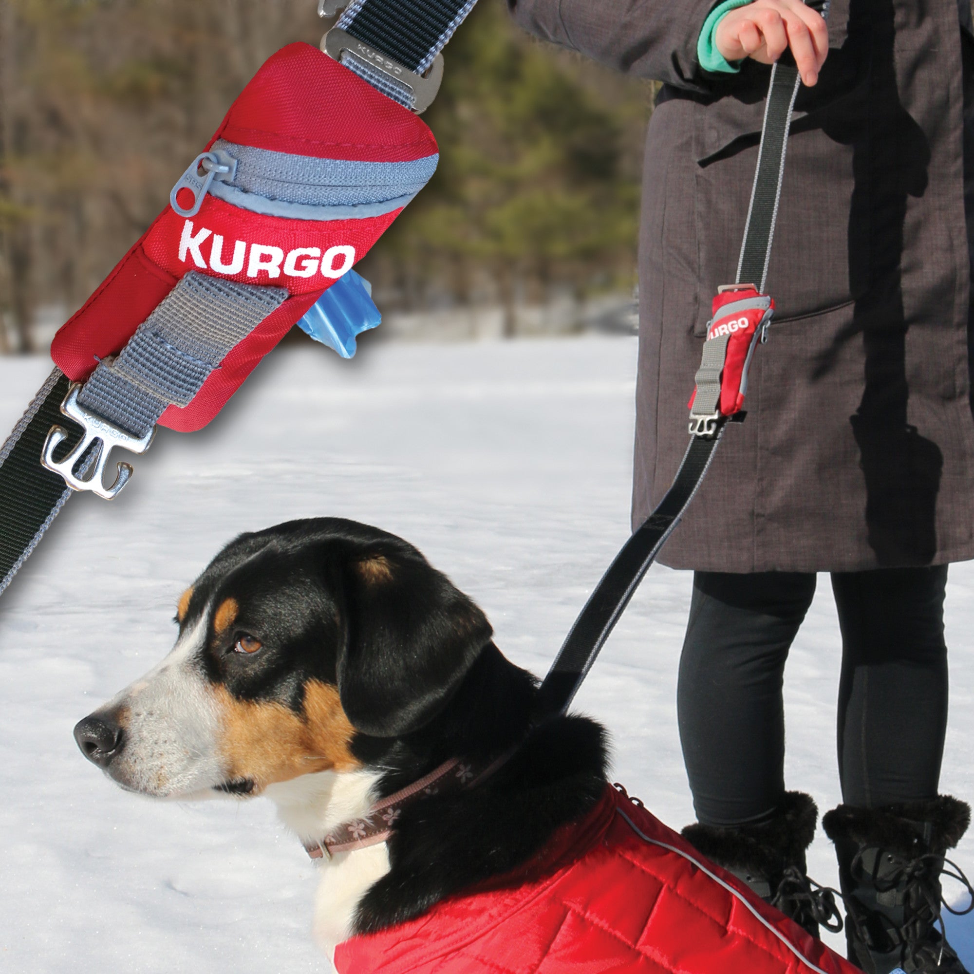 Kurgo Duty Bag for Dogs, Refillable Dog Poop Bag Dispenser, Dispenser with Dog Waste Bags, Attaches to Any Leash, Hook for Used Waste Bags